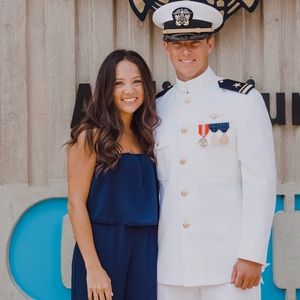 Vici- Strapless Navy Pocketed Jumpsuit